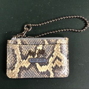 Coach python-look leather card case with chain